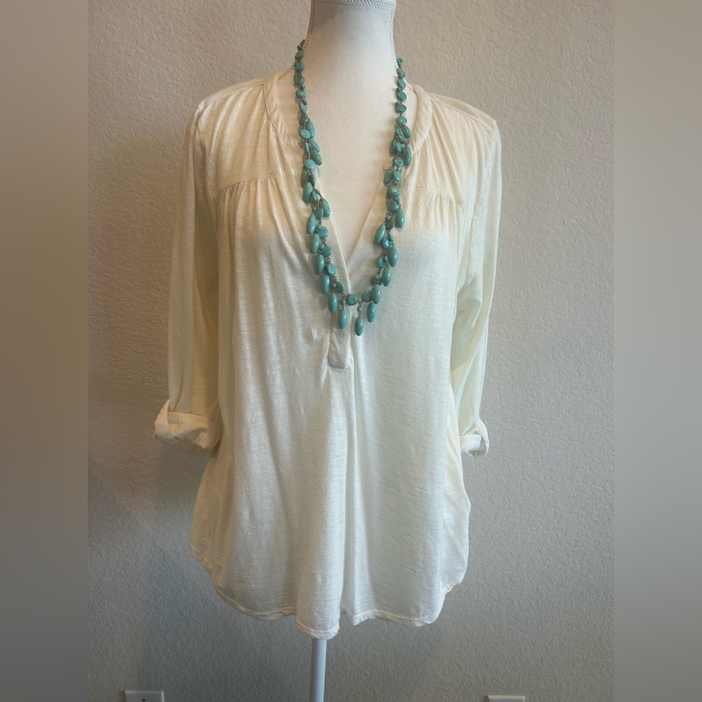 Soft Joie Slub Cotton V Neck Top!